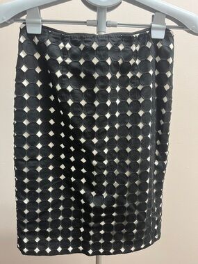 White House Black Market Black and White Circle-Overlay Pencil Skirt